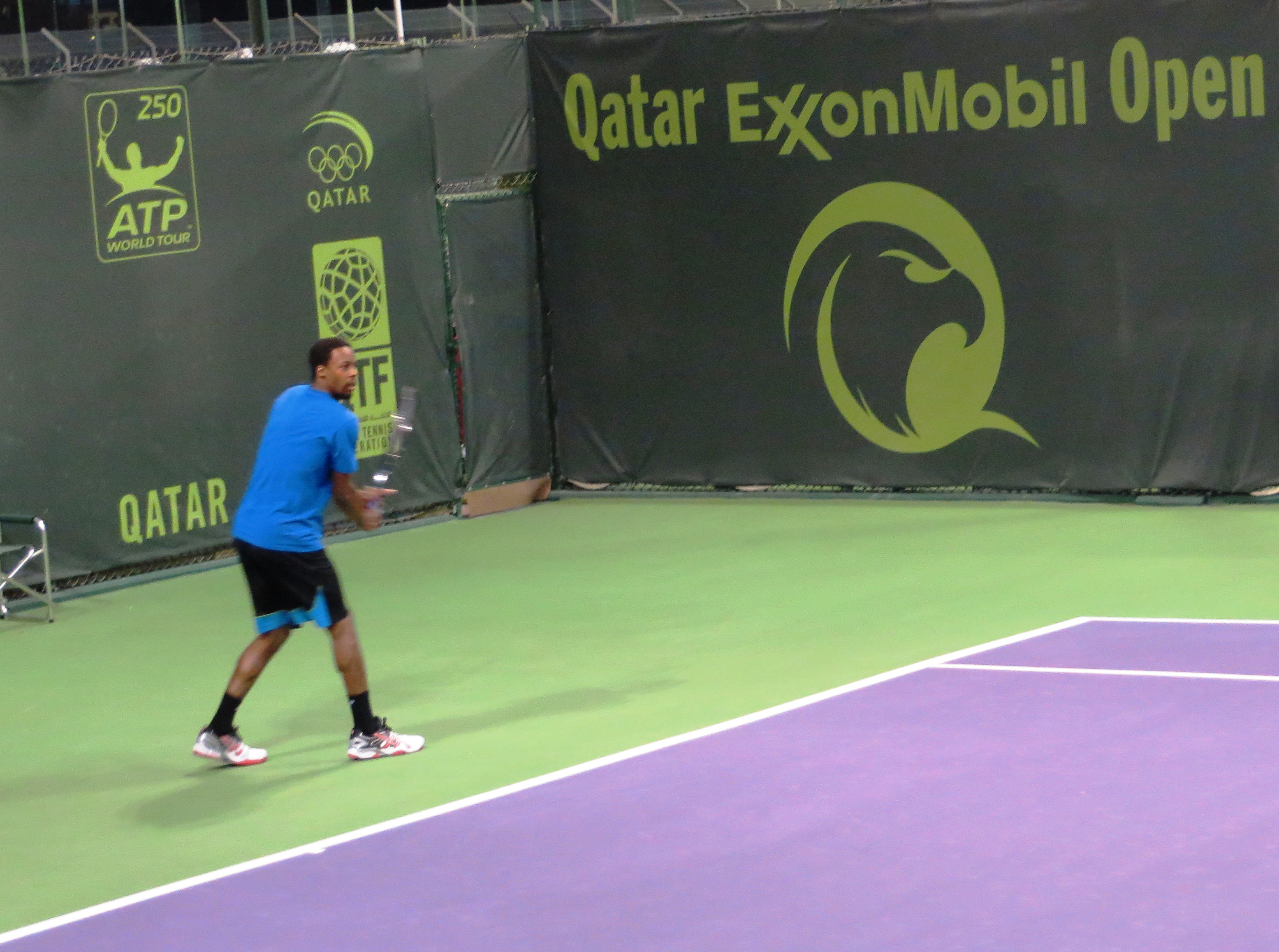 Monfils practicing before the final